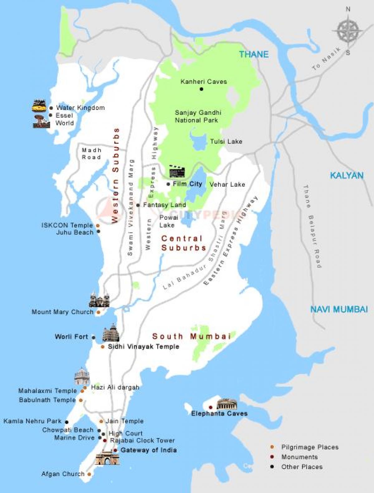 Bombay хотын аялал жуулчлалын газрын зураг