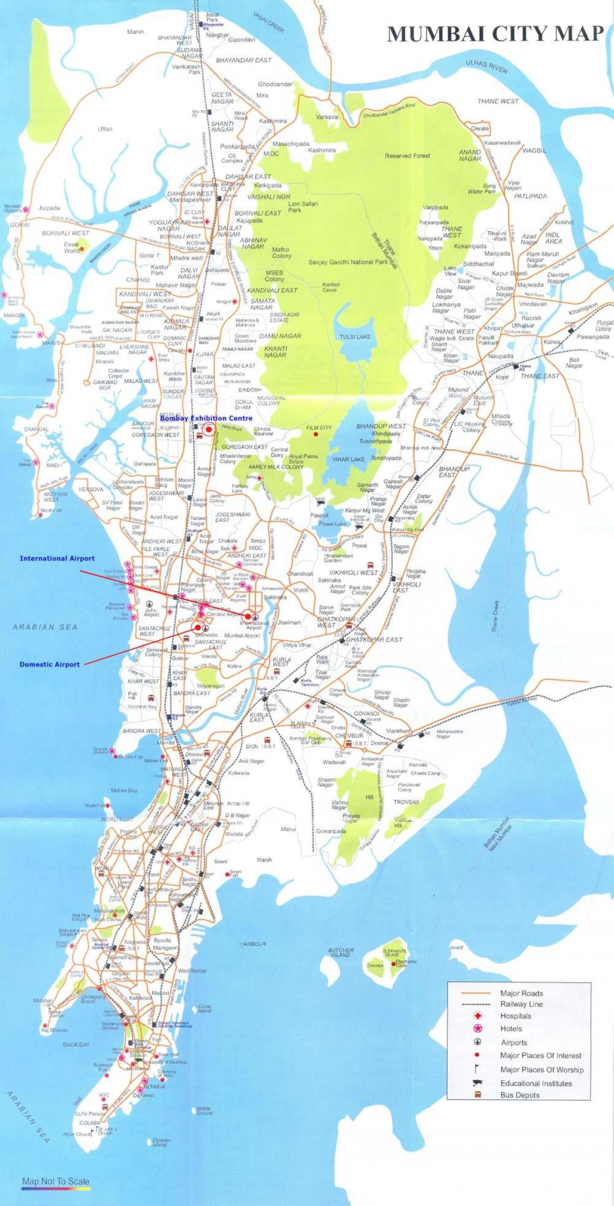 Мумбай орон нутгийн замын газрын зураг нь